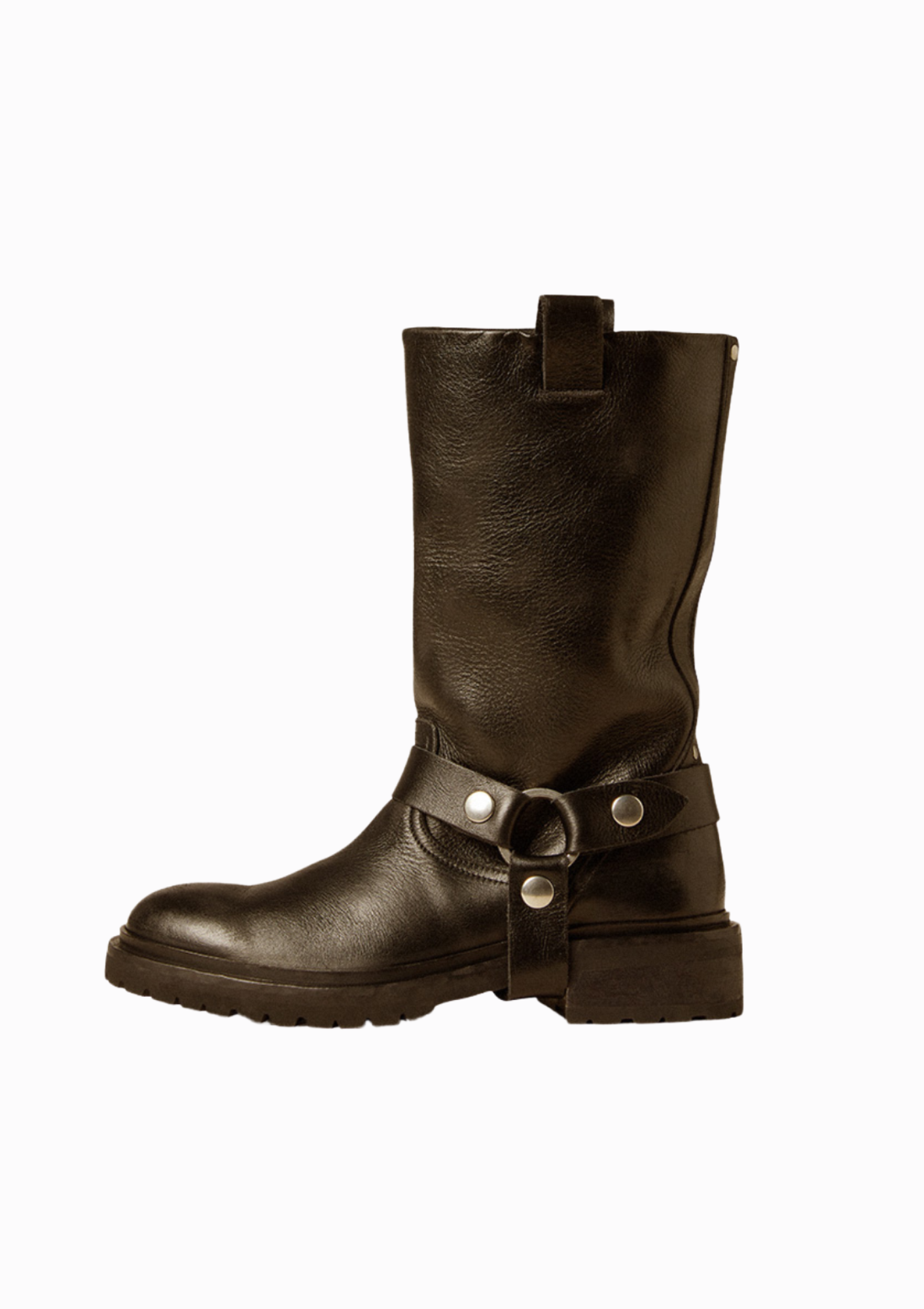 Kurt Shiny Leather Boot With Strap | Black