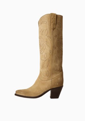 '70 Wish Star Rose Embroidery Suede Boot | Sand
